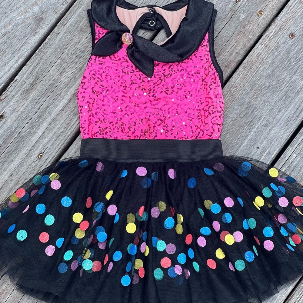 Weissman Sparkling Pink and Black Kids Dance Costume